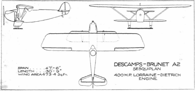 Разведчик-легкий бомбардировщик Descamps-Brunet A.2. Франция