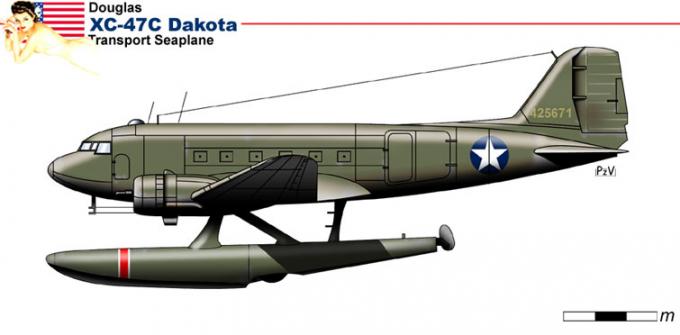 Опытный транспортный гидросамолёт Douglas XC-47C Skytrain. США