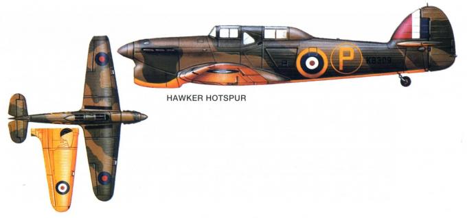опытный турельный истребитель Hawker Hotspur с установленной вместо пулеметной турели кабиной второго члена экипажа