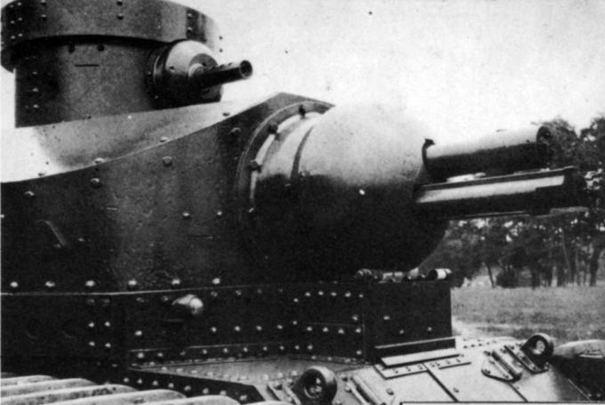 Установка 75-мм гаубицы M1920 в башню Medium Tank T1