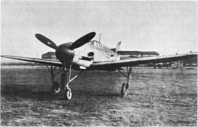 Испытания истребителя Messerschmitt Me 109 с носовой стойкой шасси