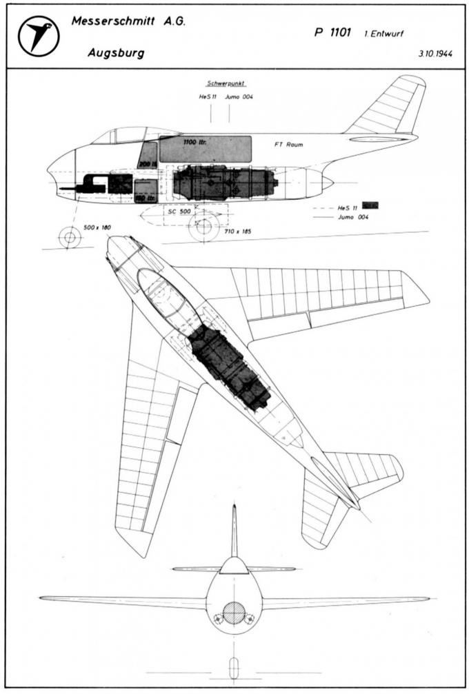 Опытный истребитель Messerschmitt P 1101. Германия
