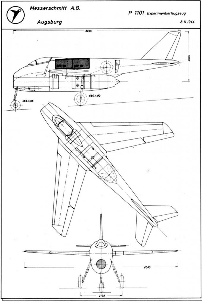 Опытный истребитель Messerschmitt P 1101. Германия