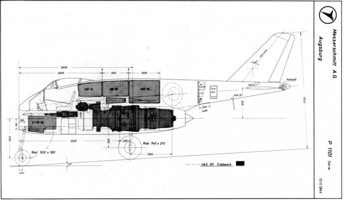 Опытный истребитель Messerschmitt P 1101. Германия