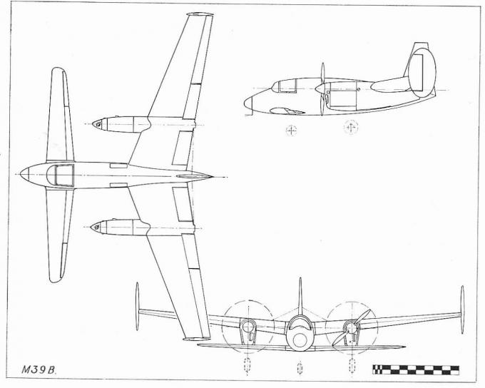 Схемы экспериментального самолета Miles M.39B Libellula