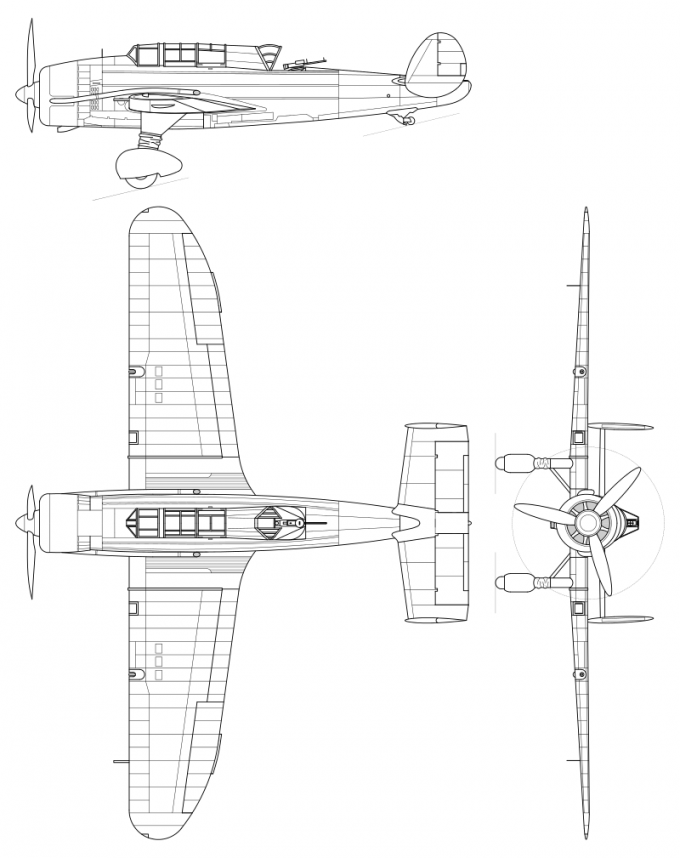 Опытный легкий бомбардировщик и самолет-разведчик P.Z.L. P.46 Sum. Польша