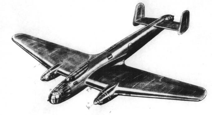 Рисунок проекта среднего бомбардировщика Fairey P.13/36 (конец 1936)