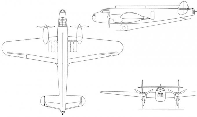 Схема проекта среднего бомбардировщика Hawker P.13/36 (1.1.37)