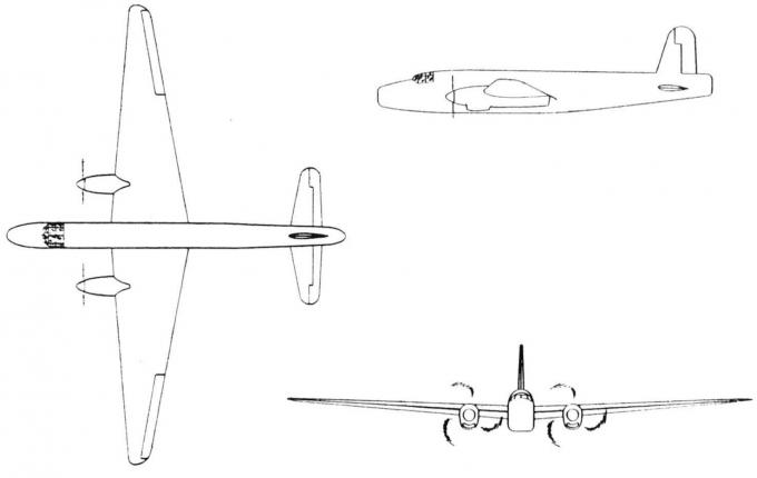 Схема проекта среднего бомбардировщика Vickers P.13/36 (конец 1936 г.)