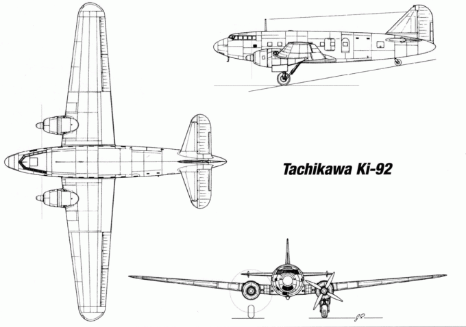 Опытный дальний военно-транспортный самолёт 航空機 キ92 (Tachikawa Ki-92). Япония