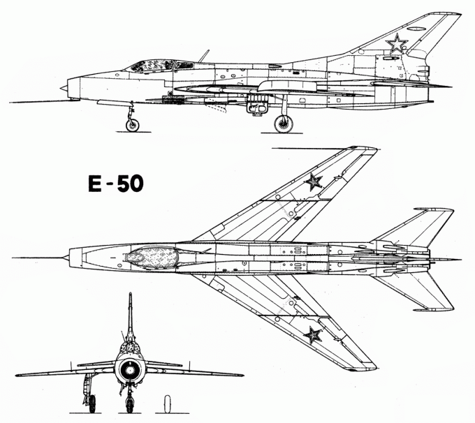 Cхемы экспериментального истребителя-перехватчика Е-50