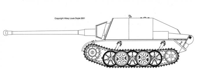 7.5 cm Pak 42 L/70 mit Kugelblende auf VK 9.03. Проекция базируется на заводском чертеже