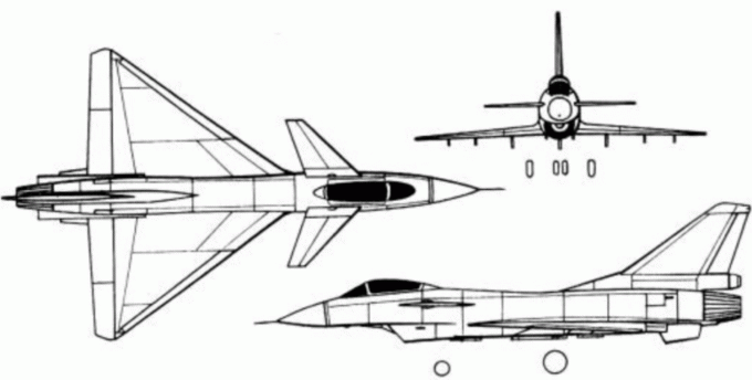 Схема перспективного истребителя ЛФИ; журнал «Air Enthusiast», 1978 год