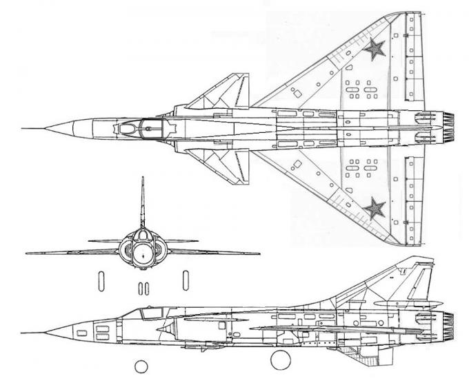 Схема истребителя МиГ-23С с радиолокационным прицелом РП-22