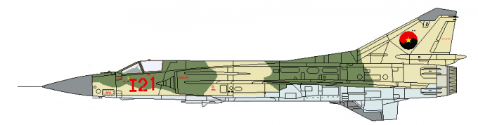 МиГ-23МЛ; ВВС РВС Кубы (на самолет нанесены камуфляж и опознавательные знаки ВВС Анголы)