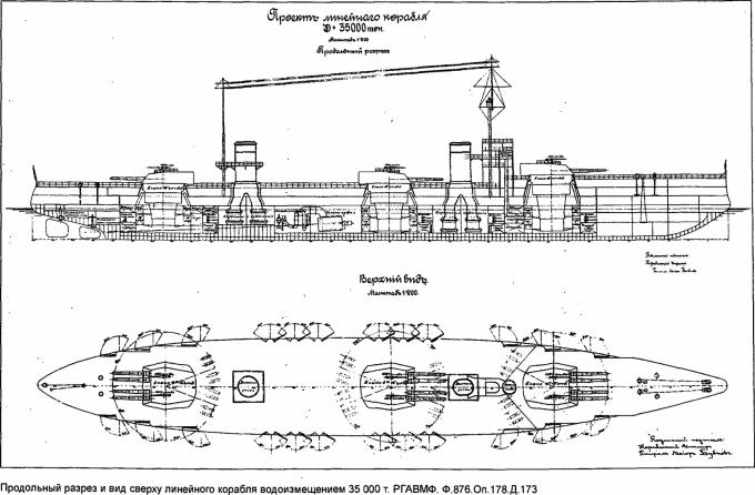 Проект линейного корабля водоизмещением 35000 тонн. Российская империя