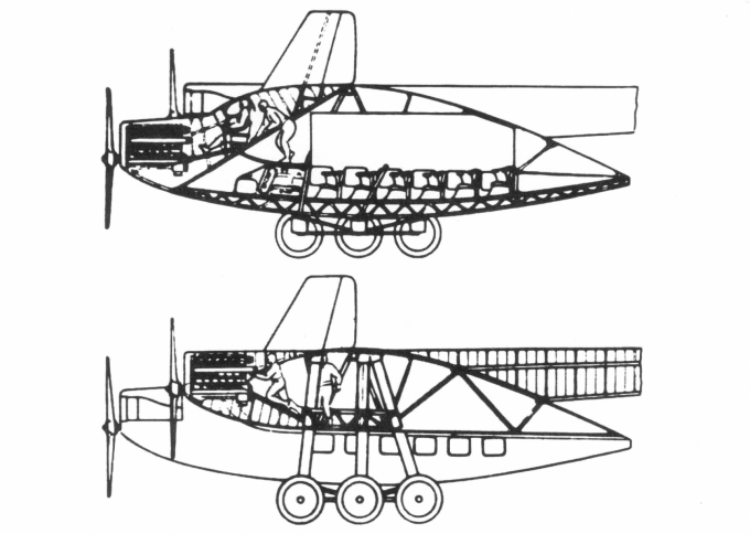 Проект первого трехмоторного самолёта компании Junkers