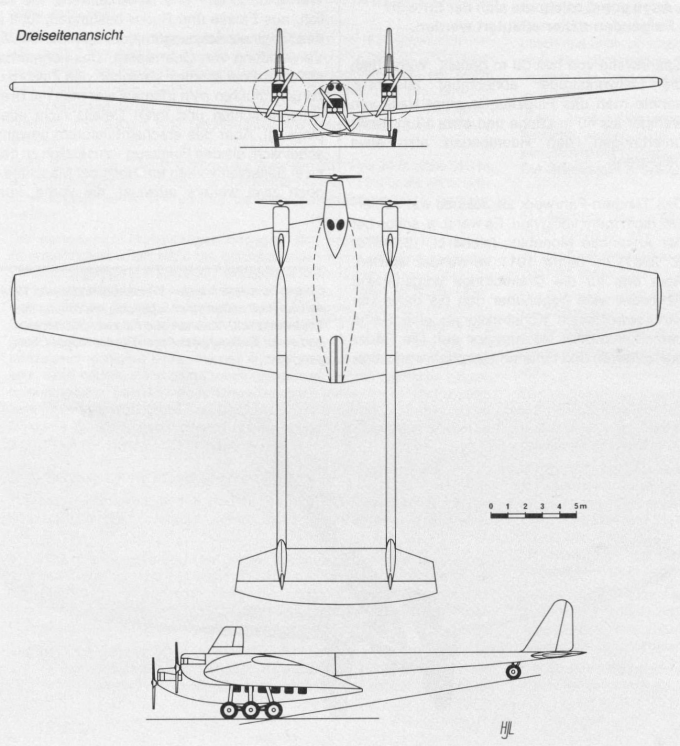 Проект первого трехмоторного самолёта компании Junkers