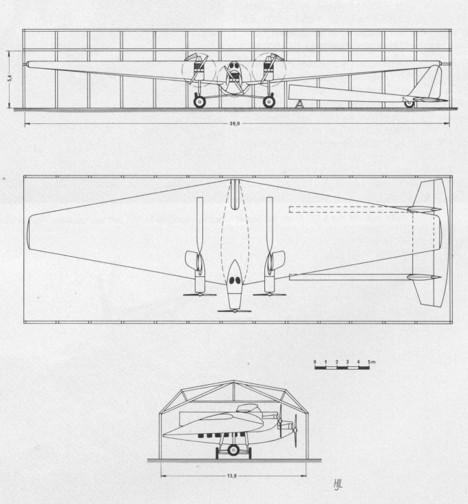 Проект первого трехмоторного самолёта компании Junkers