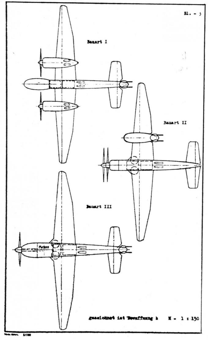 Проекты скоростных бомбардировщиков Heinkel Р 1065 и Р 1066. Германия