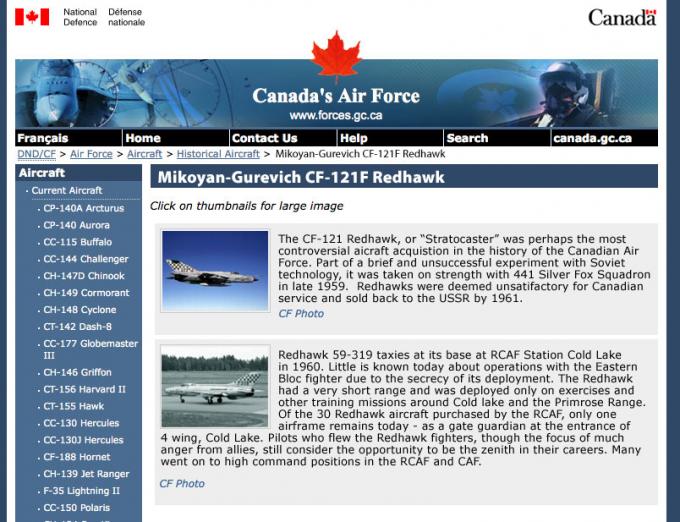 Красные ястребы. История применения истребителей МиГ-21 в составе Королевских ВВС Канады. Часть 3