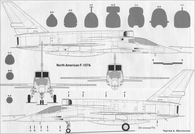 Опытный истребитель-бомбардировщик North American F-107A и  F-107B Ultra Sabre. США