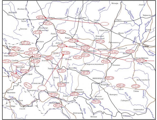 Рисунок 3 – Изменение дислокации войск КОВО в АИ-1940 году