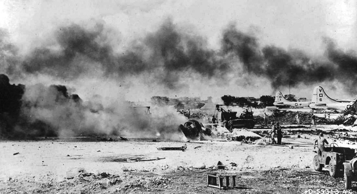 B-29_burning_at_Isley_Field_Japanese_Strike_Back_On_Saipan_27_November_1944.jpg