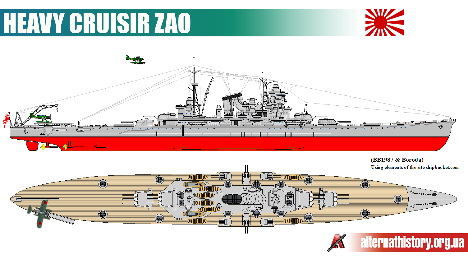 Реконструкция внешнего вида тяжёлого крейсера Zaō