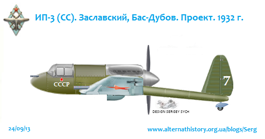Высотный истребитель ИП-3 (СС). Заславский, Бас-Дубов. Проект. 1932г.