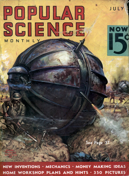 Фантазии на тему будущего военной техники из научно-популярных журналов 30-х годов.