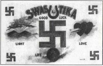 Свастику часто печатал Э. Филлипс и другие производители почтовых открыток в Соединённых Штатах и Великобритании 1900-1910-х гг., называя её «крестом счастья», состоящим из «четырёх L»: Light (света), Love (любви), Life (жизни) и Luck (удачи) 