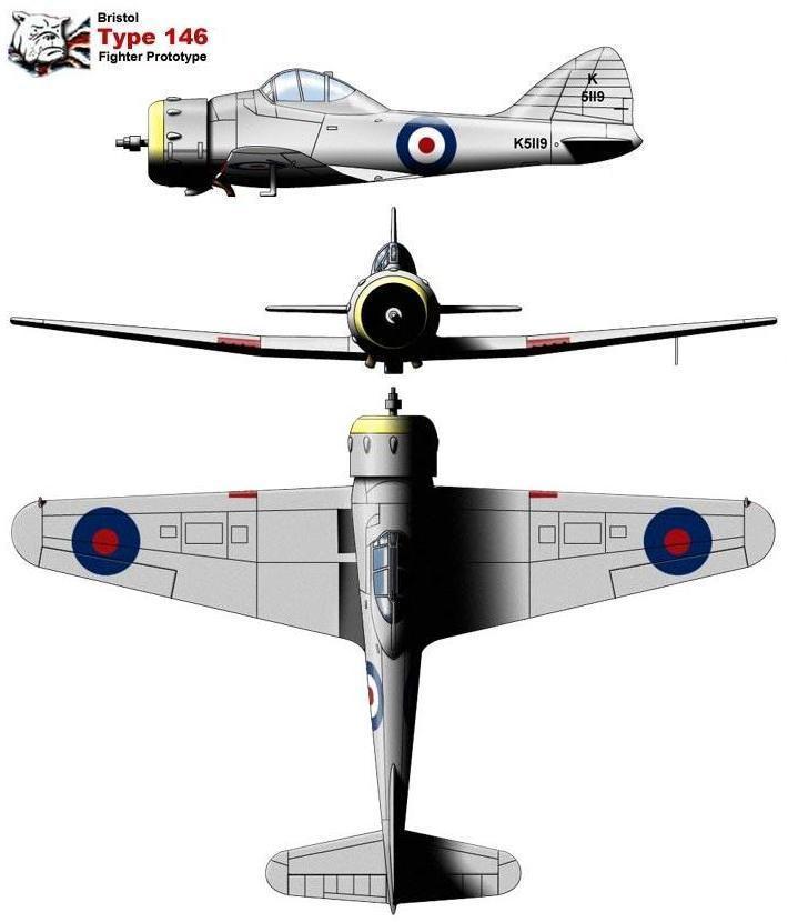 Семейство опытных истребителей и ударных самолетов Bristol 146, 147 и 148. Великобритания