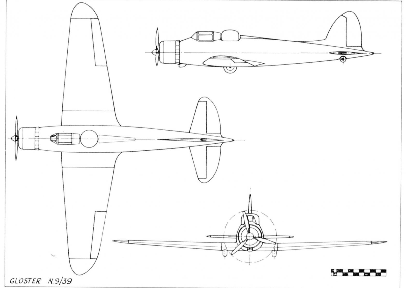 Проект двухместного турельного истребителя Gloster N.9/39. Великобритания