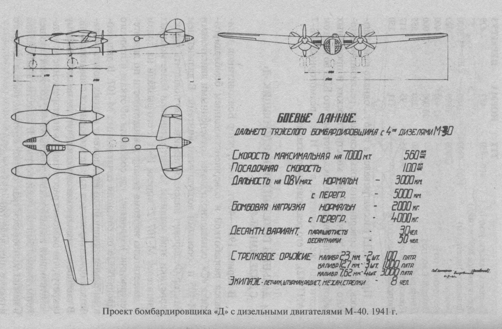 Проект дальнего тяжелого бомбардировщика «Д». СССР