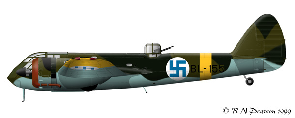 Bristol "Blenheim" Mk.I - цветная проекция бомбардировщика финских ВВС (бортовой номер BL-155), 1941 г.