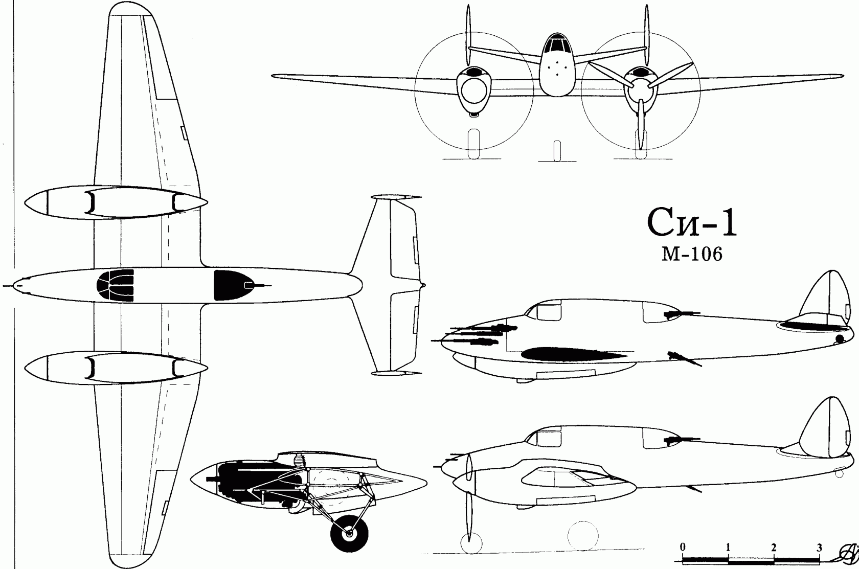 Двухмоторный скоростной истребитель Н.П. Ефремова Си-1. СССР