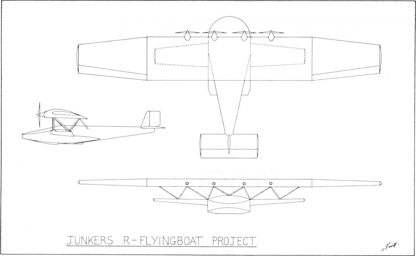 Тяжелые бомбардировщики Junkers-Fokker Werke A.G.. Проект летающей лодки Junkers R. Германия