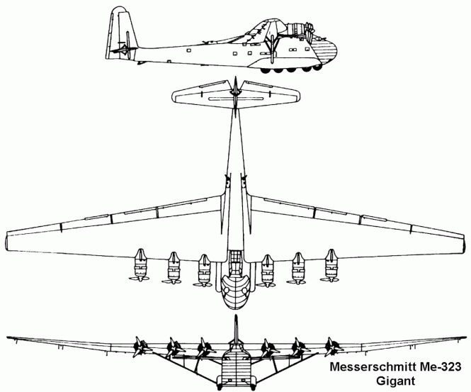 Тряпичный "Гигант" Люфтваффе. Транспортный самолёт Messerschmitt Me.323 Gigant.