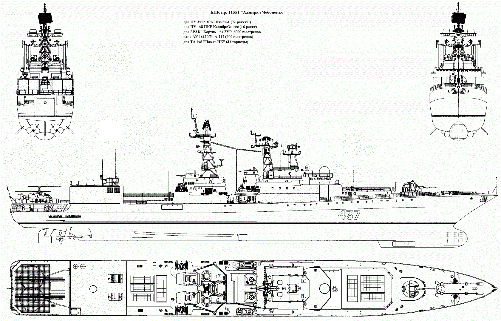 Альтернативный большой противолодочный корабль (БПК) проекта 11551. Россия