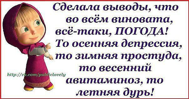 Пришла к выводу. Выводы сделаны. Вывод юмор. Во всем виновата среда. Я во всем виновата.