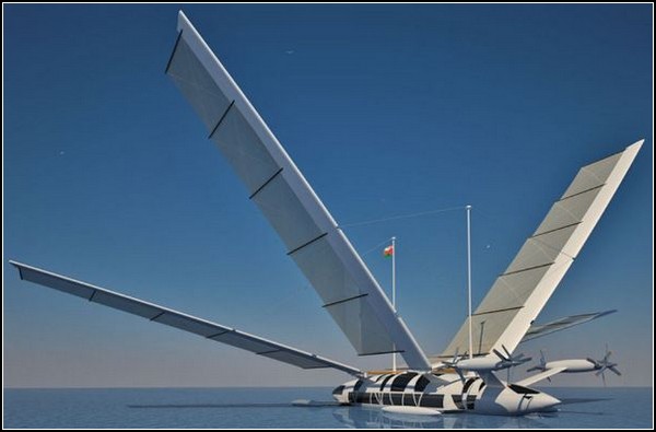 Яхта Octuri Wind Powered Yacht, которая может превратиться в самолет