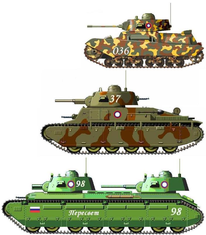 (Лучшие танки российской армии середины-второй половины 30-х. Это вершина развития танков «второго поколения». Третье подоспеет в виде опытных образцов к концу 30-х, и какими будут те танки, я, честно говоря, понятия не имею – не о них статья!)