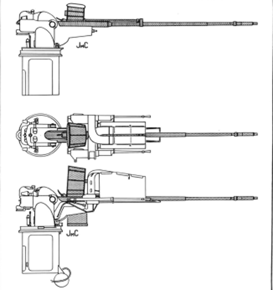 Турельная установка AB 74 для бомбардировщиков Amiot 351-356 c пушкой HS.404 и двумя спаренными 7.7-мм пулеметами MAC1934 Mle39