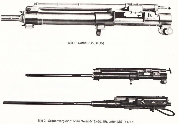 Опытная система GL 15 (MG 210) в сравнении с серийной MG 151 (внизу)