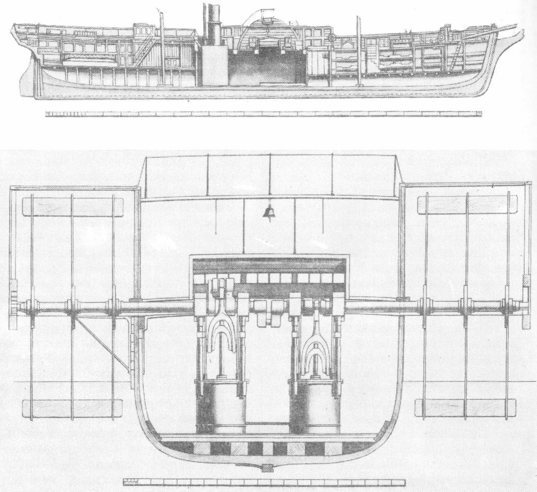 Колесный пароход чертежи