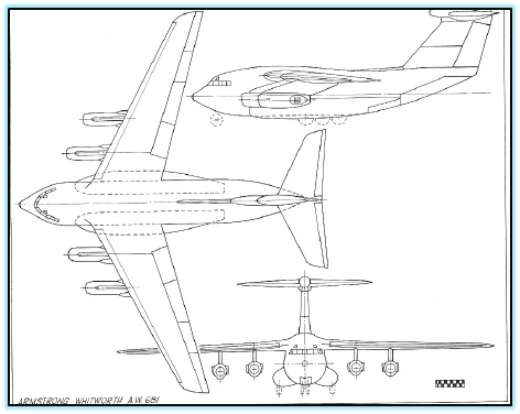 Проект транспортного самолёта УВВП Armstrong-Whitworth AW-681. Великобритания