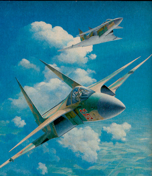 Придуманный Ричардом Уордом MiG-2000 отличался отклоненными внутрь килями вертикального оперения. Это была еще одна популярная в 1980-х годах идея для самолетов-невидимок, которая, скорее всего, имеет свое происхождение в виде утечки информации из программы Have Blue, которую разрабатывала компания Lockheed