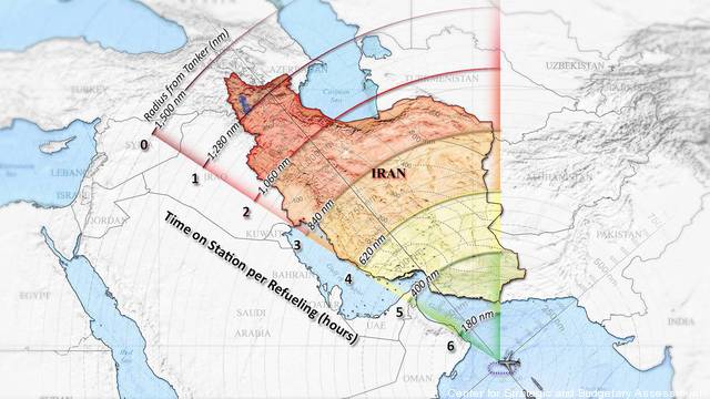 Покрытие палубной авиацией (с учетом дозаправки от танкера)