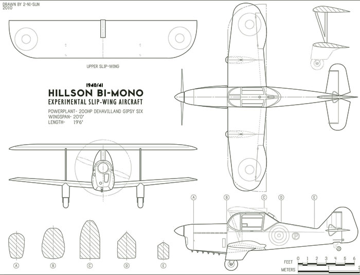 Экспериментальный самолет Hillson Bi-mono. Великобритания
